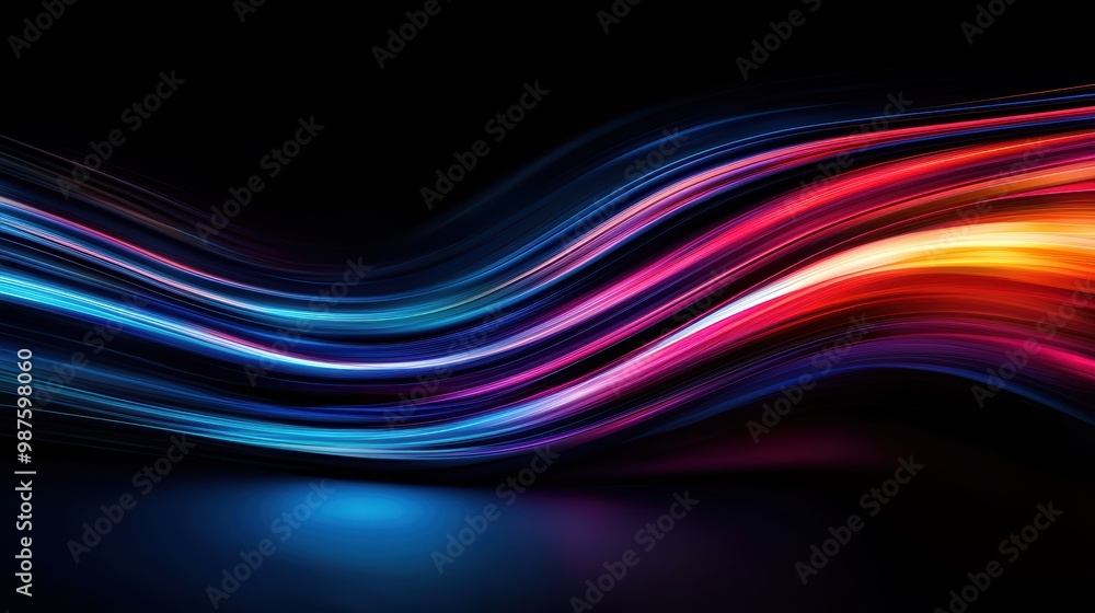 Abstract Colorful Light Trails on Black Background, Vibrant and Dynamic Motion Blur, Futuristic Digital Art Abstract Colorful Light Trails on Black Background, Vibrant and Dynamic Motion Blur, Futuristic Digital Art