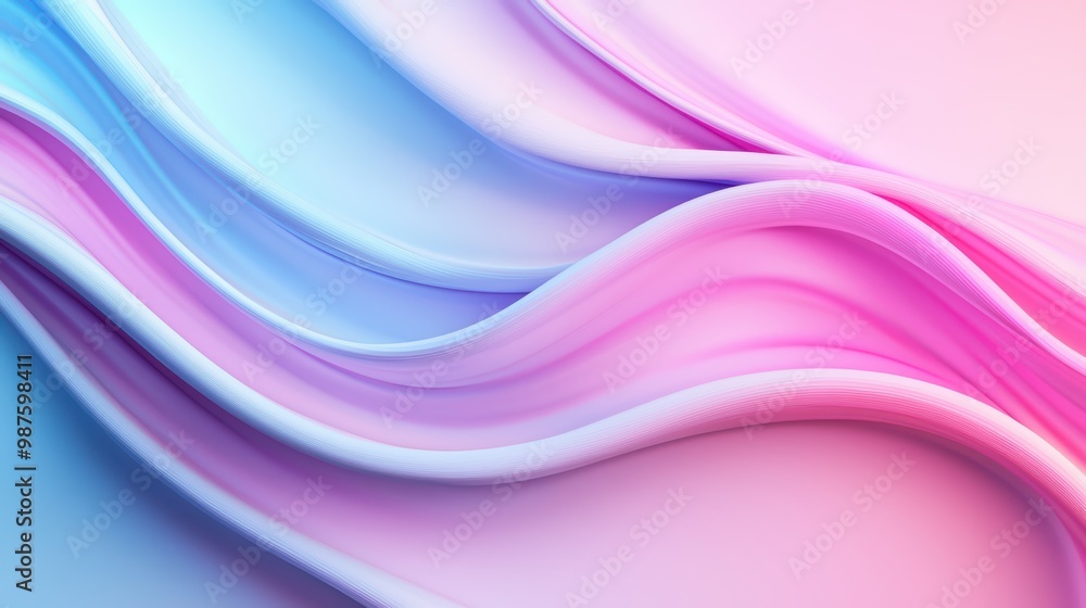 Fototapeta premium Abstract Fluid Gradient Waves in Pink and Blue Tones - Modern Digital Art Background