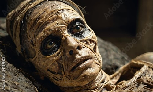 a mummy of considerable age is awakened from its long slumber