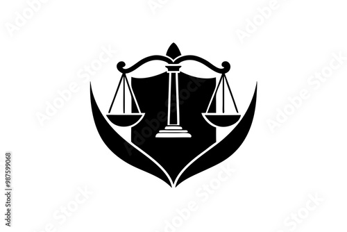 unique law firm icon logo black color simple vector art illustration photo