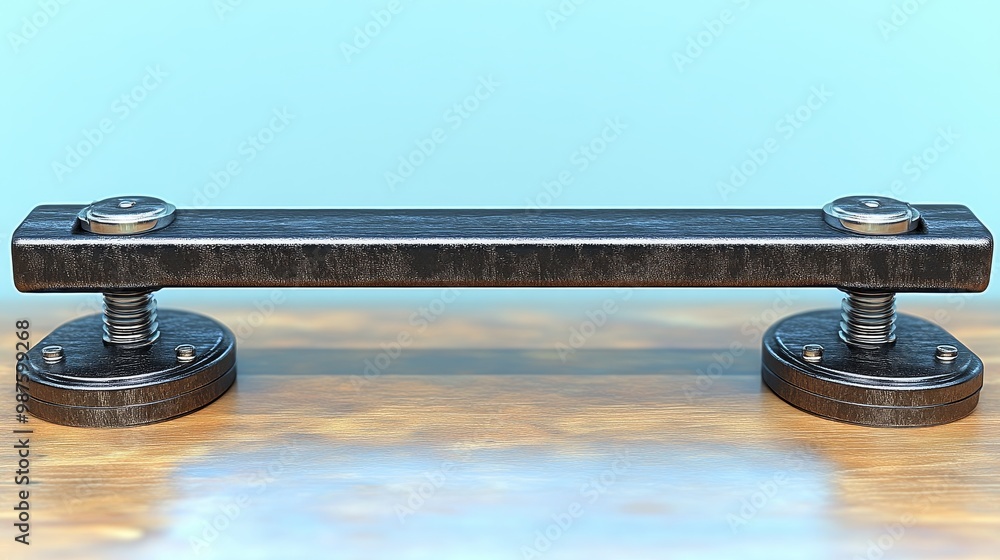 Obraz premium A close-up view of a sturdy weight bar, showcasing its metallic design and robust structure, perfect for fitness enthusiasts.
