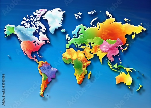 Colorful Clip Art World Map for Educational Use, Presentations, and Global Awareness Projects