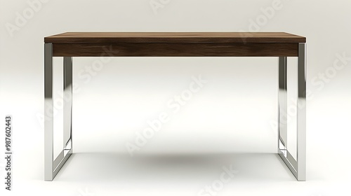 Wallpaper Mural Minimalist and modern 3D rendered image of a study desk with a clean metal frame isolated on a plain white background  The desk showcases a simple Torontodigital.ca