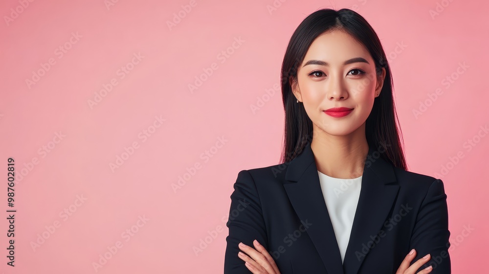Confident Businesswoman Portrait on Pink Background Confident Businesswoman Portrait on Pink Background