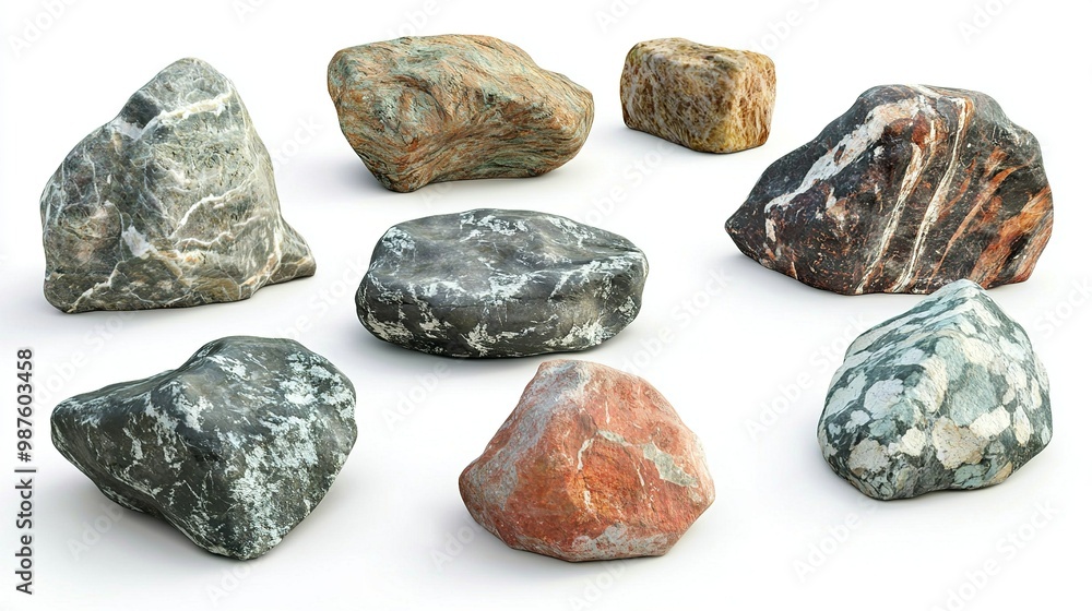 Group set stones isolated on white background. isolated. Ultra realistic.... Group set stones isolated on white background. isolated. Ultra realistic....