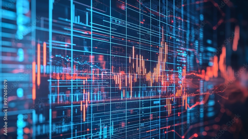 Fototapeta premium Business and technology concept. communication network. data analysis....