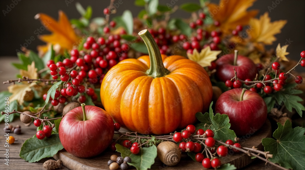 Composizione Autunnale con Zucca e Mele Composizione Autunnale con Zucca e Mele