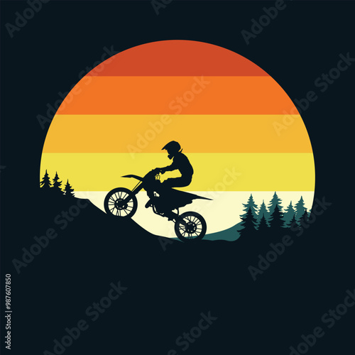 Motocross muntain adventure vintage illustration for print item