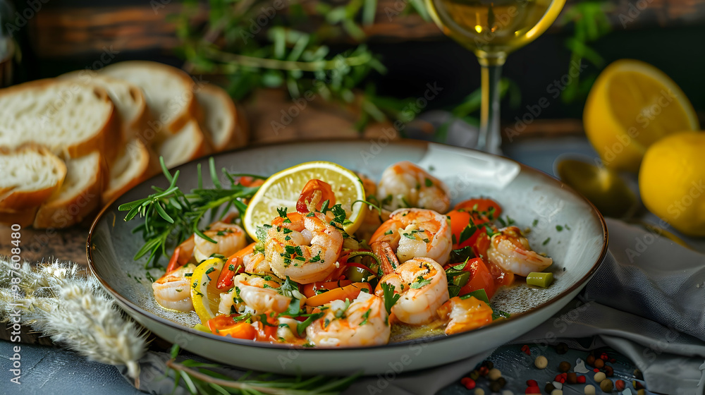 Delicious Shrimp Dish with Roasted Vegetables and Lemon Delicious Shrimp Dish with Roasted Vegetables and Lemon
