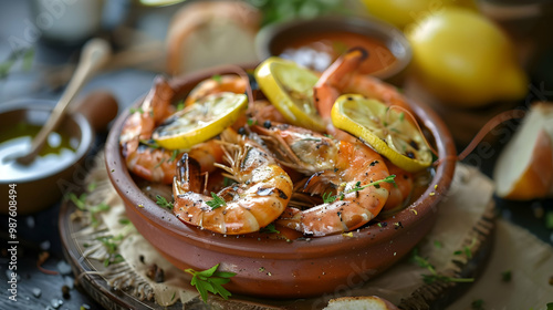 Grilled Shrimp with Lemon Slices A Delicious Seafood Dish