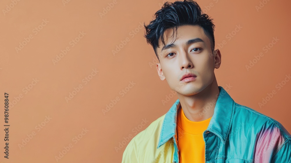 Asian young men posing confidently in trendy clothing. Asian young men posing confidently in trendy clothing.