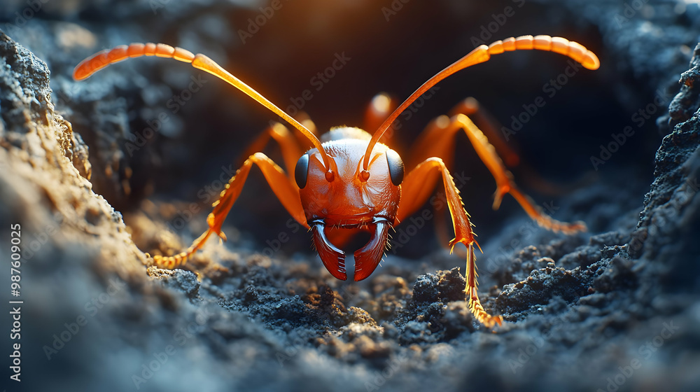 Close-up of an Ant in its Nest 3D Illustration Close-up of an Ant in its Nest 3D Illustration