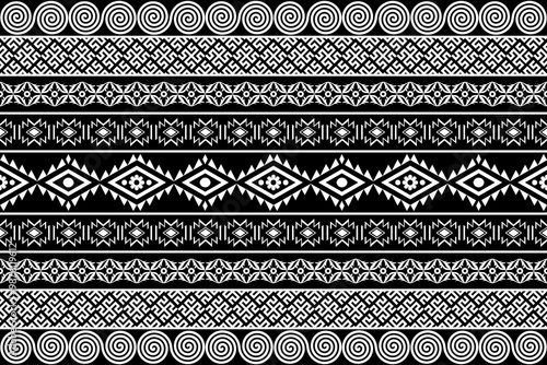 Black tribal geometric seamless pattern fabric 