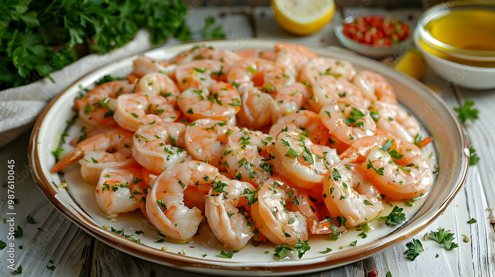 Freshly Cooked Shrimp with Parsley and Lemon Freshly Cooked Shrimp with Parsley and Lemon