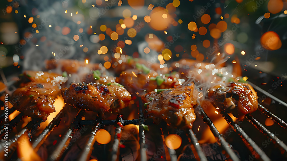 Close Up of Grilled Chicken Wings on a BBQ Grill Close Up of Grilled Chicken Wings on a BBQ Grill