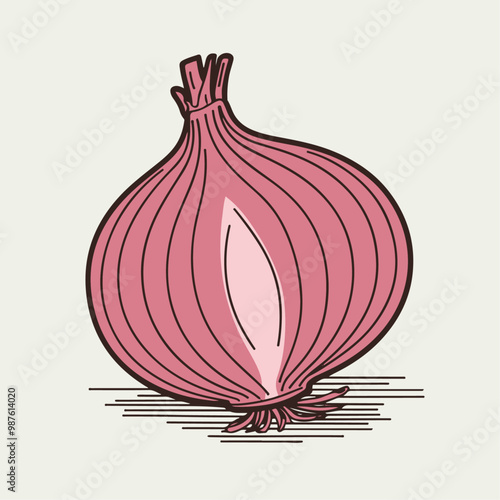 Vibrant Pink Onion Vector Illustration Fresh Organic Vegetable for Culinary Design Isolated Banner, Vegetable Raw Onion Vector Isolated Food for Salad 