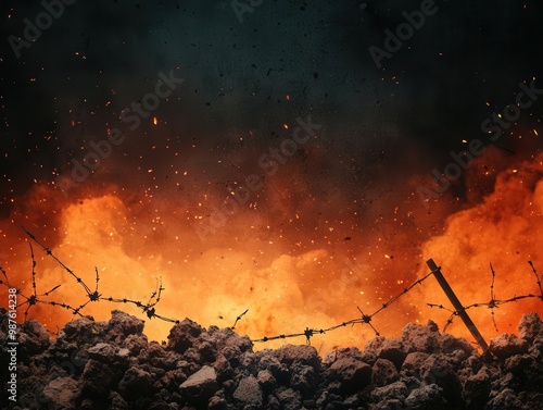 a scene of a war torn background photo