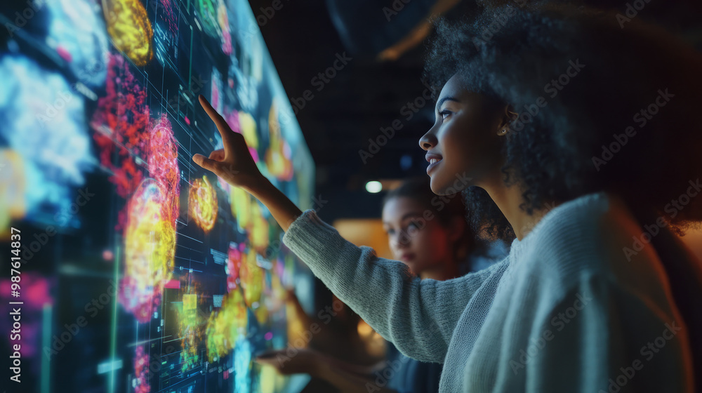A multicultural team gathered around a digital screen, working on a global expansion project A multicultural team gathered around a digital screen, working on a global expansion project