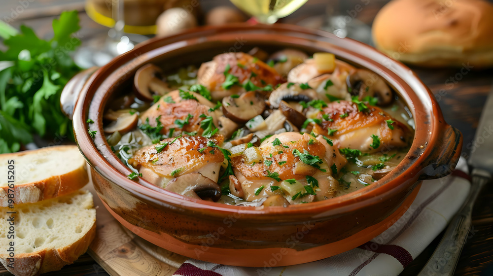 Chicken and Mushroom Stew with Parsley and White Wine A Rustic Comfort Food Chicken and Mushroom Stew with Parsley and White Wine A Rustic Comfort Food