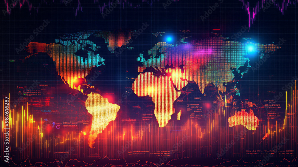 A stock market chart showing the performance of global indices over time, highlighting key trends A stock market chart showing the performance of global indices over time, highlighting key trends