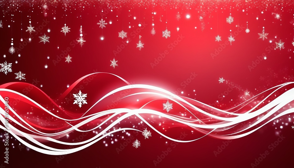 A festive red backdrop with delicate white wavy lines flowing horizontally, creating the illusion of swirling snow on a clear Christmas night. Made with generative AI technology A festive red backdrop with delicate white wavy lines flowing horizontally, creating the illusion of swirling snow on a clear Christmas night. Made with generative AI technology