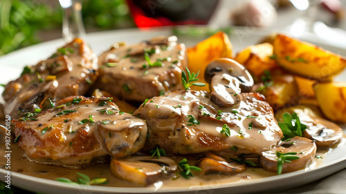 Pork Tenderloin with Mushroom Sauce and Roasted Potatoes A Delicious Dinner Recipe