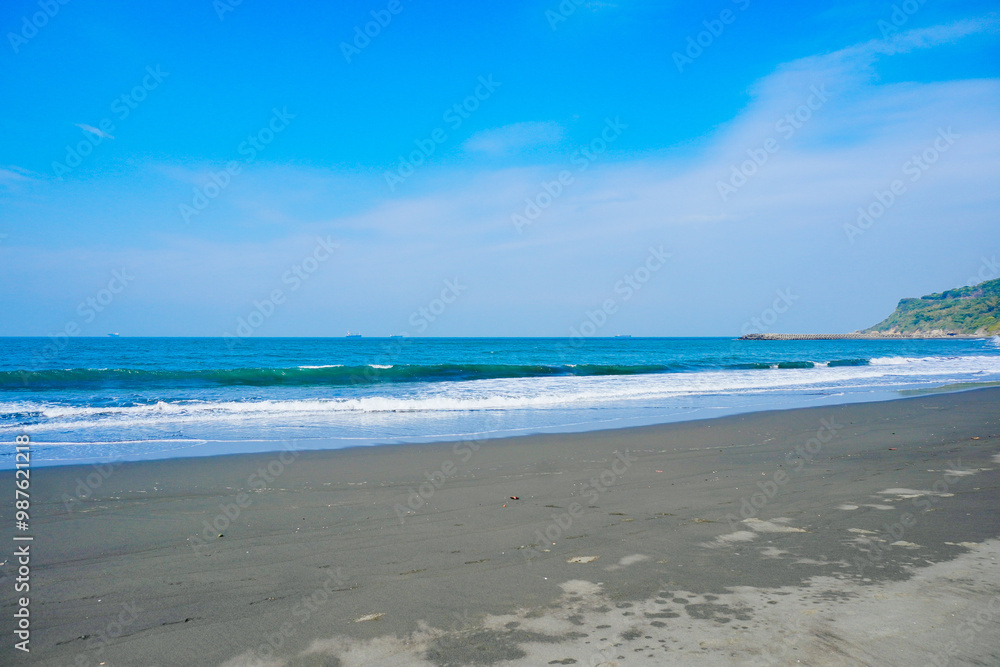 Kaohsiung, Taiwan, Republic of China, 01 25 2024: The landscape of Kaosiung Sizihwan Bay beach in Kaohsiung Kaohsiung, Taiwan, Republic of China, 01 25 2024: The landscape of Kaosiung Sizihwan Bay beach in Kaohsiung