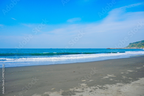 Kaohsiung, Taiwan, Republic of China, 01 25 2024: The landscape of Kaosiung Sizihwan Bay beach in Kaohsiung  photo