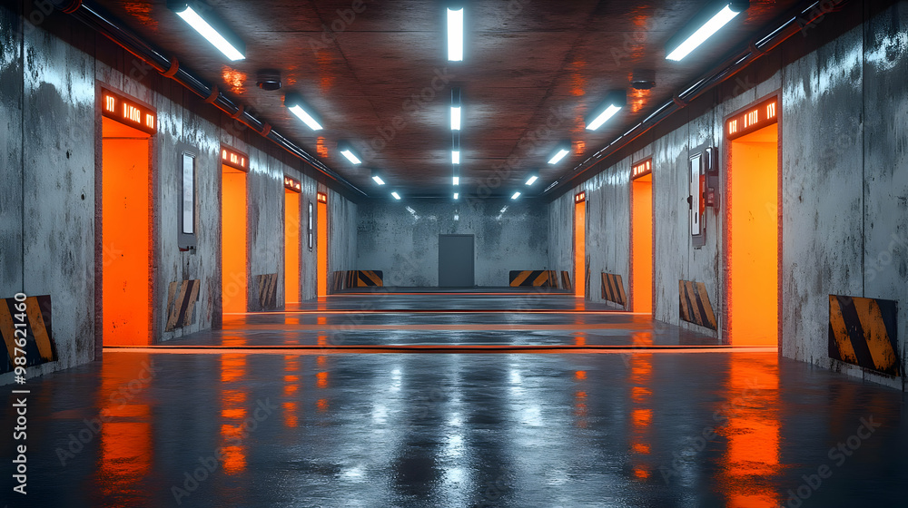 Industrial Corridor 3D Illustration Industrial Corridor 3D Illustration