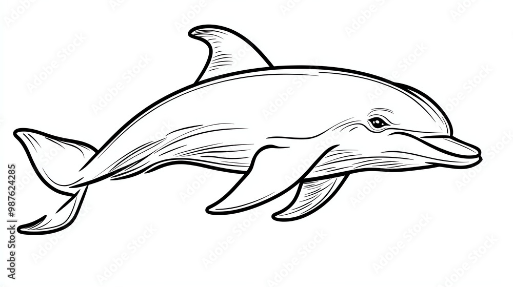 Naklejka premium A simple line drawing of a dolphin, perfect for use in a variety of projects.