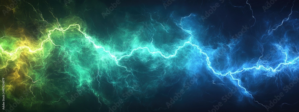 A vibrant display of electric energy with colorful lightning bolts against a dark background. A vibrant display of electric energy with colorful lightning bolts against a dark background.