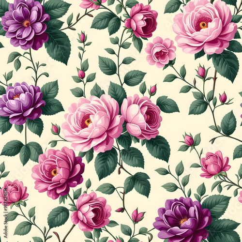 Wallpaper Mural vintage wallpaper with flowers Torontodigital.ca
