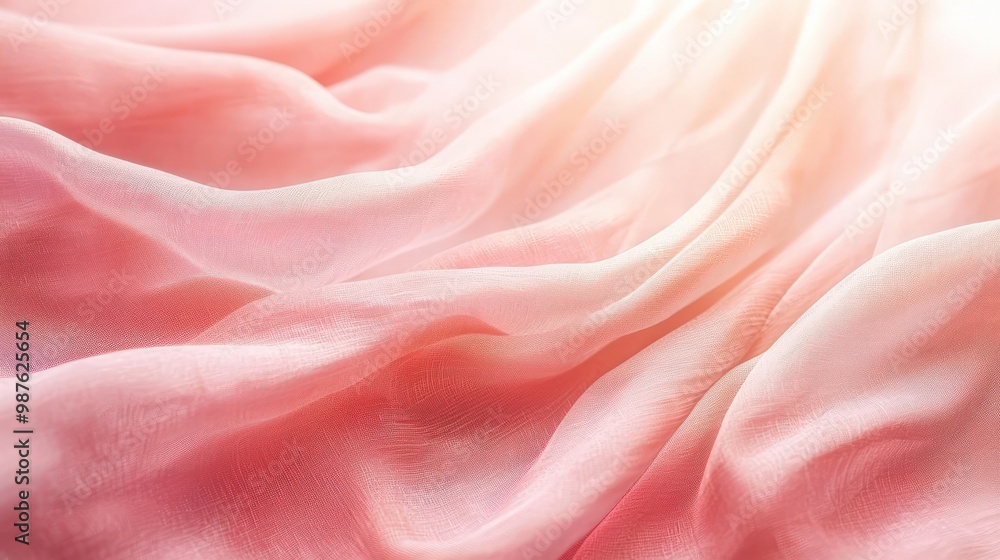 Obraz premium Luxurious pink silk and satin fabric with smooth waves and flowing curves