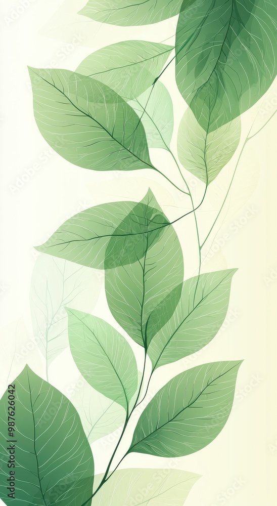Elegant abstract background with white and green gradient featuring lush leafy design elements for a natural and refreshing aesthetic. Elegant abstract background with white and green gradient featuring lush leafy design elements for a natural and refreshing aesthetic.