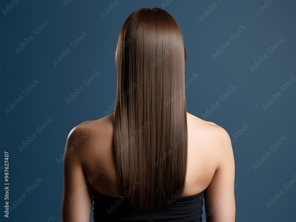 Rear View Portrait of a Woman with Long Hair in Studio Setting Rear View Portrait of a Woman with Long Hair in Studio Setting