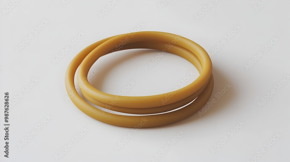 One Rubber Band on White Background with Looped Elasticity and Minimal Circular Shape One Rubber Band on White Background with Looped Elasticity and Minimal Circular Shape
