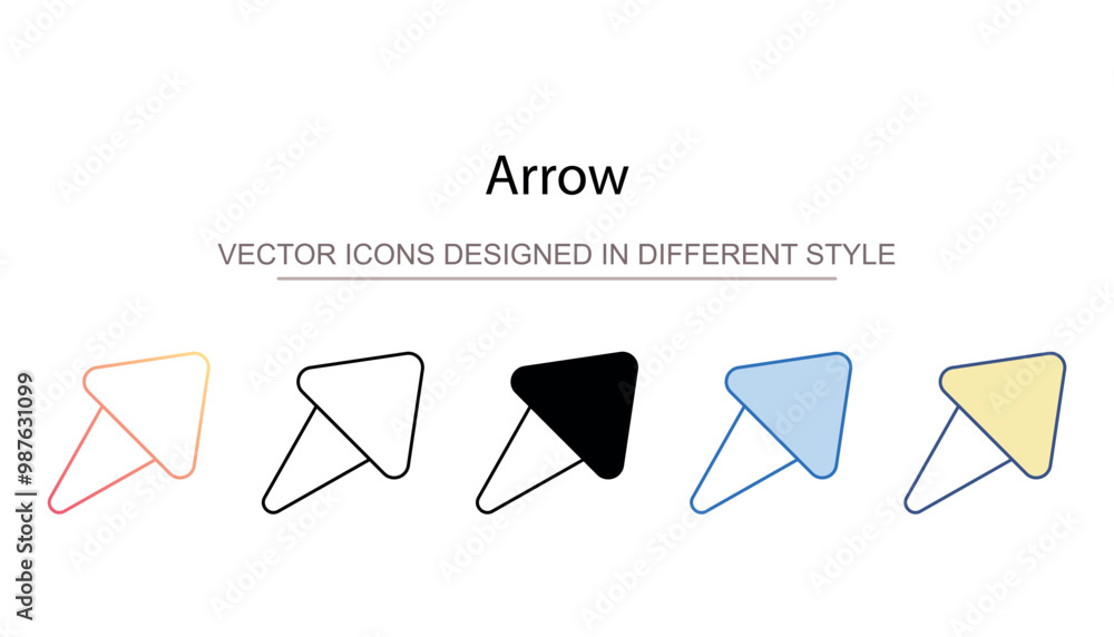 Arrow icon design with white background stock illustration