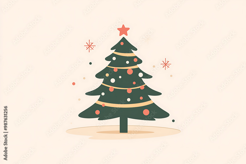 A minimalist flat art design of a Christmas tree, featuring simple lines and shapes to represent the festive symbol. A minimalist flat art design of a Christmas tree, featuring simple lines and shapes to represent the festive symbol.