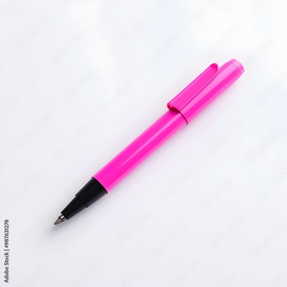 Pink Highlighter Marker on Plain White Background in Minimal Style Pink Highlighter Marker on Plain White Background in Minimal Style