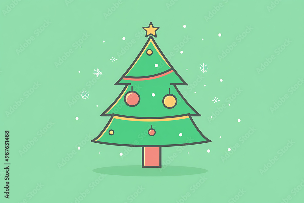 A minimalist flat art design of a Christmas tree, featuring simple lines and shapes to represent the festive symbol. A minimalist flat art design of a Christmas tree, featuring simple lines and shapes to represent the festive symbol.