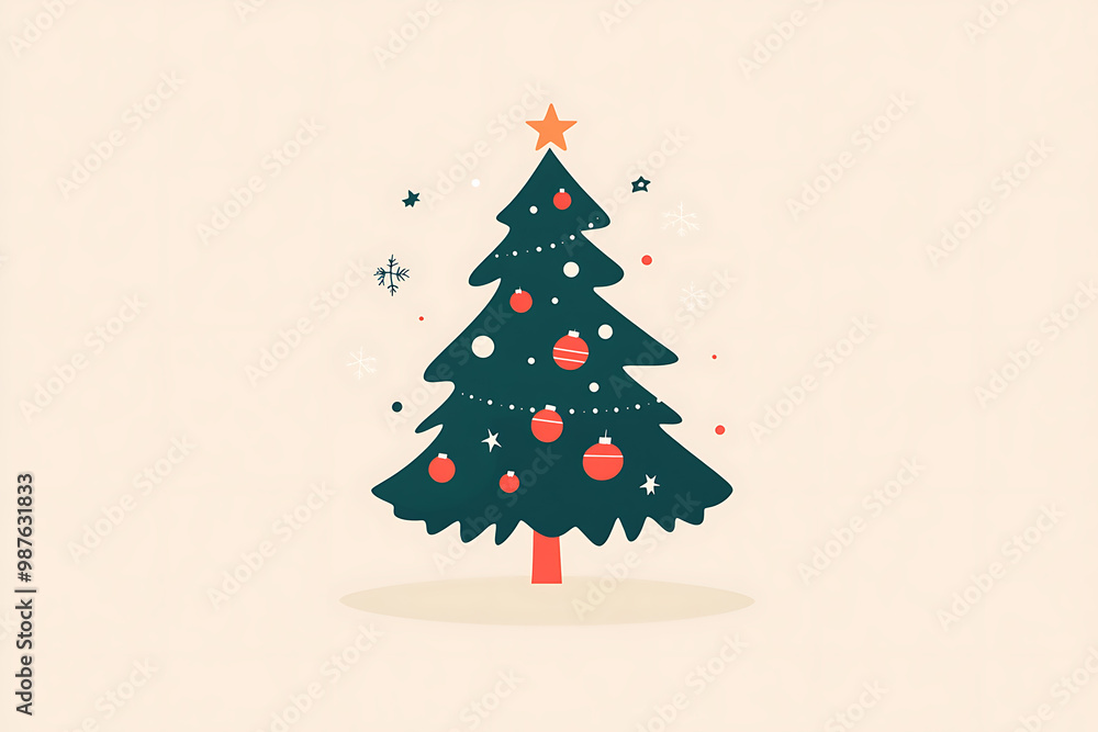 A minimalist flat art design of a Christmas tree, featuring simple lines and shapes to represent the festive symbol. A minimalist flat art design of a Christmas tree, featuring simple lines and shapes to represent the festive symbol.