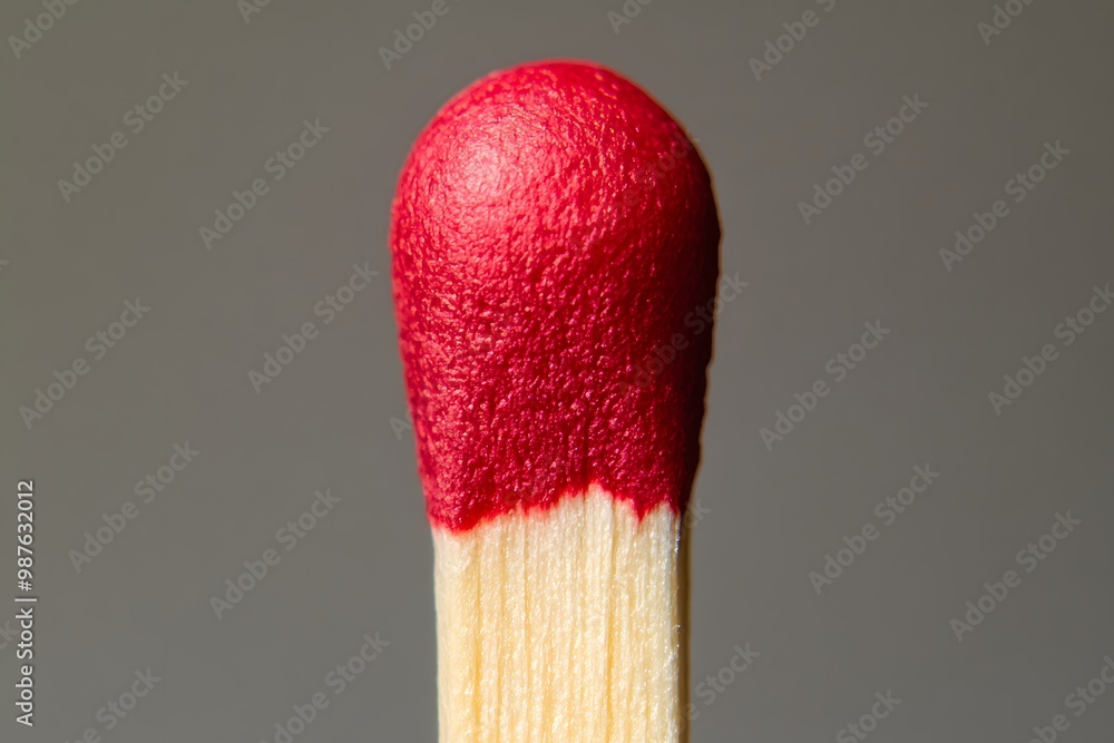 Red-Tipped Matchstick Close-Up on Minimal Background Red-Tipped Matchstick Close-Up on Minimal Background
