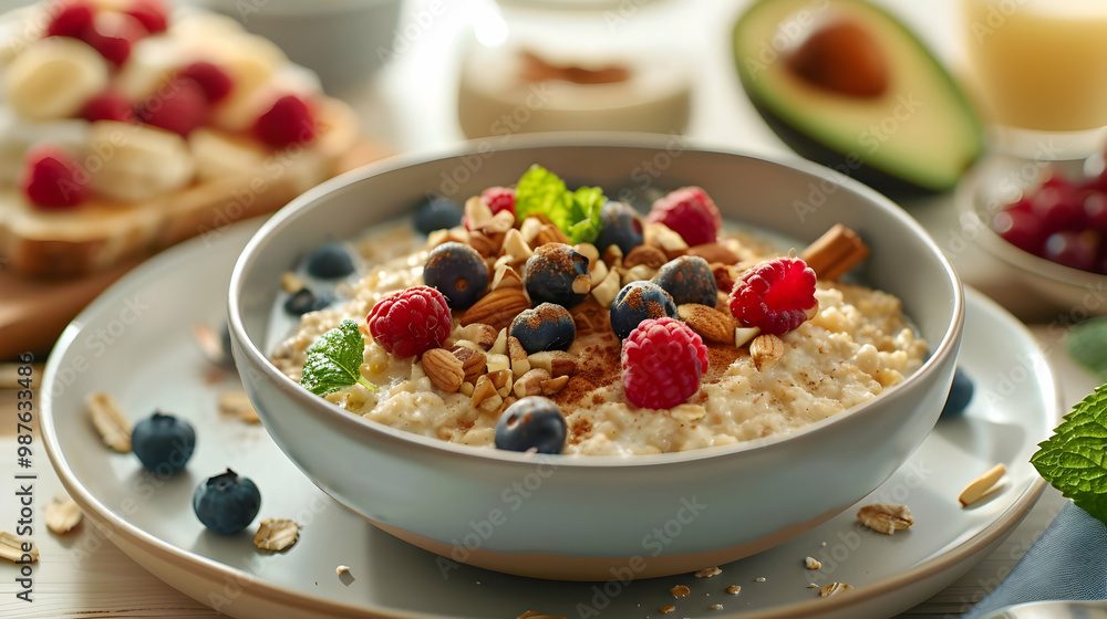 Delicious Oatmeal with Berries and Almonds Healthy Breakfast Delicious Oatmeal with Berries and Almonds Healthy Breakfast