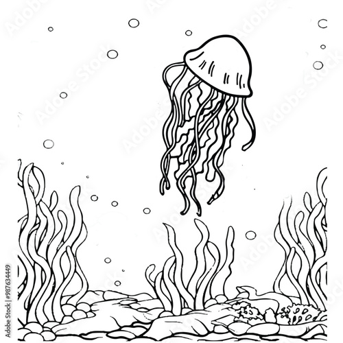 Fish Coloring page for kids coloring book,vector Illustration seawater cute fishes activity worksheet for children