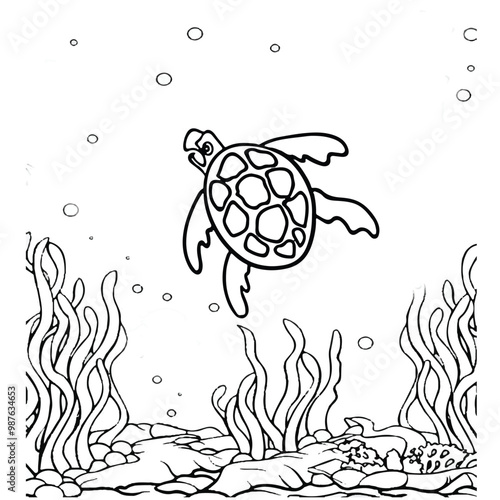 Fish Coloring page for kids coloring book,vector Illustration seawater cute fishes activity worksheet for children