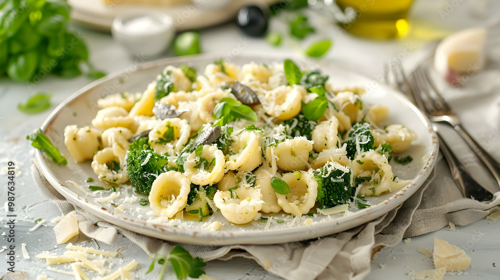 Orecchiette Pasta with Broccoli and Parmesan Cheese Orecchiette Pasta with Broccoli and Parmesan Cheese