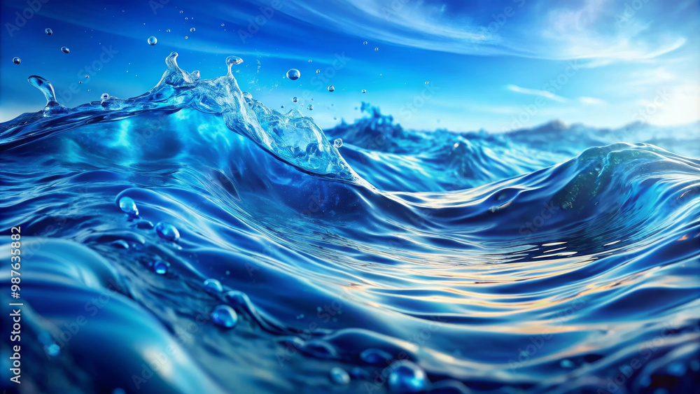 image showcases vibrant blue water wave texture, capturing dynamic movement and beauty of ocean. interplay of light and water creates serene yet energetic atmosphere image showcases vibrant blue water wave texture, capturing dynamic movement and beauty of ocean. interplay of light and water creates serene yet energetic atmosphere