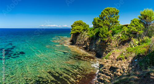Fotografie Beautiful mediterranean landscape at Punta Licosa, near Castellabate in the Cilento region
