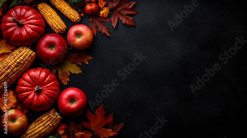 The symbol of THANK GIVING concepts isolate on black backgrounds. Copy space for text. Generative AI Illustrations.