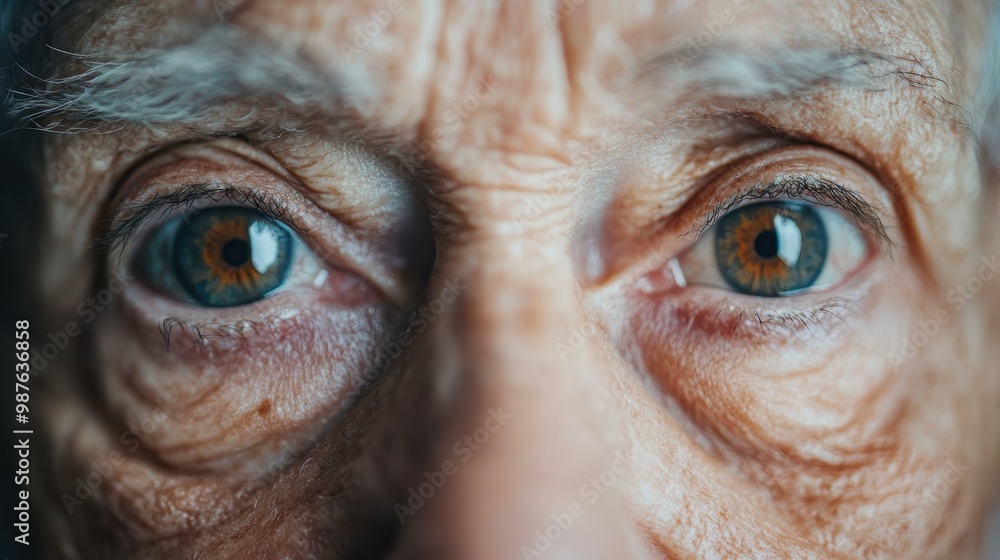 This close-up image captures the brown eyes of an elderly person, emphasizing their wrinkles and the depth of emotions reflected in their gaze, revealing a rich life story. This close-up image captures the brown eyes of an elderly person, emphasizing their wrinkles and the depth of emotions reflected in their gaze, revealing a rich life story.